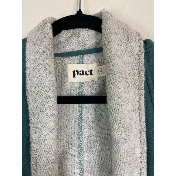 Pact Organic Cotton Women Open Front Cardigan Size Small Green Terry Sustainable - Picture 11 of 16